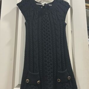 Free People Cable Knit mini Sweater Dress slight flare hem cap sleeve size XS